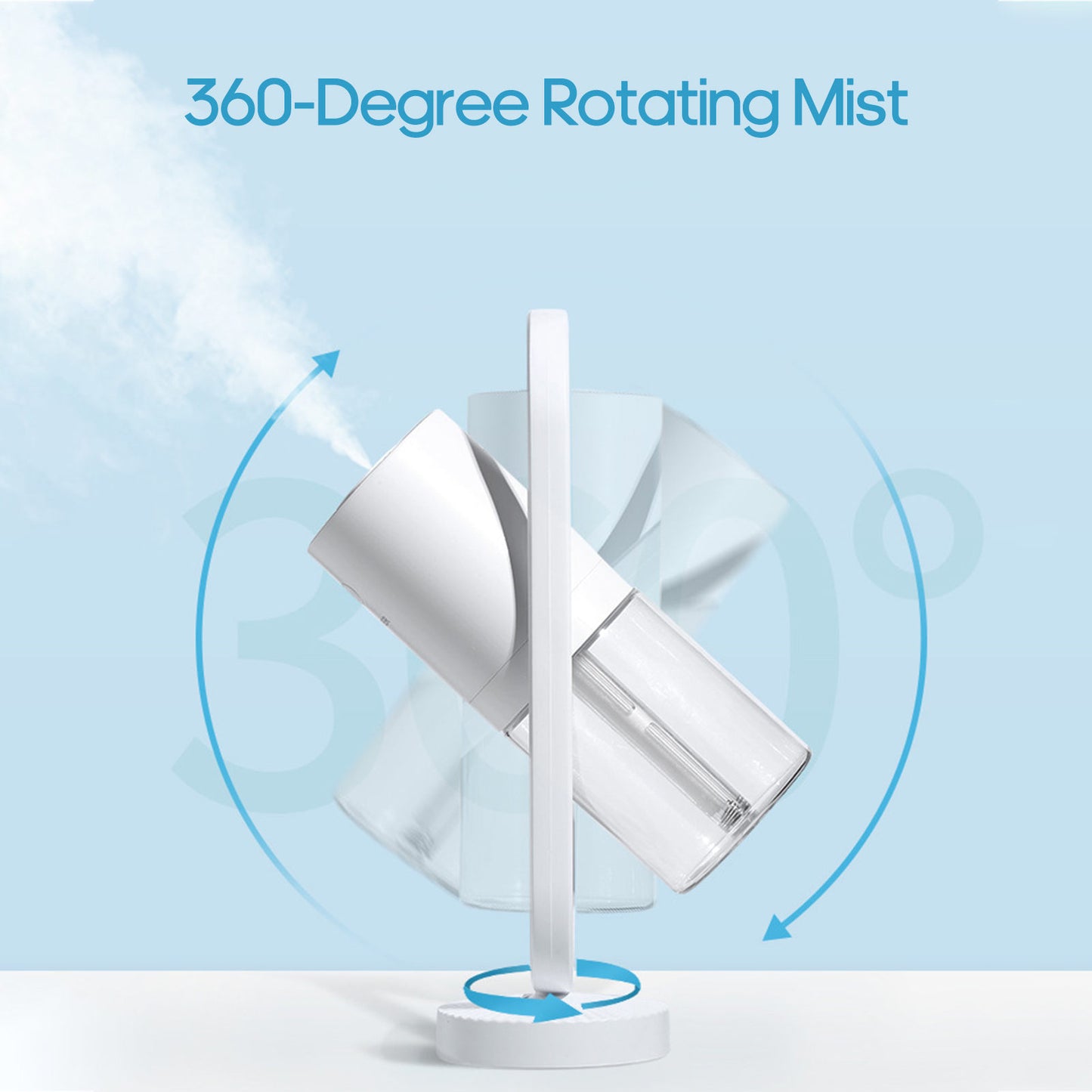 Portable USB Rechargeable Humidifier with 360-Degree Rotation, Shadow Projection, and Atomization for Moisturizing Air in Cars and Small Spaces