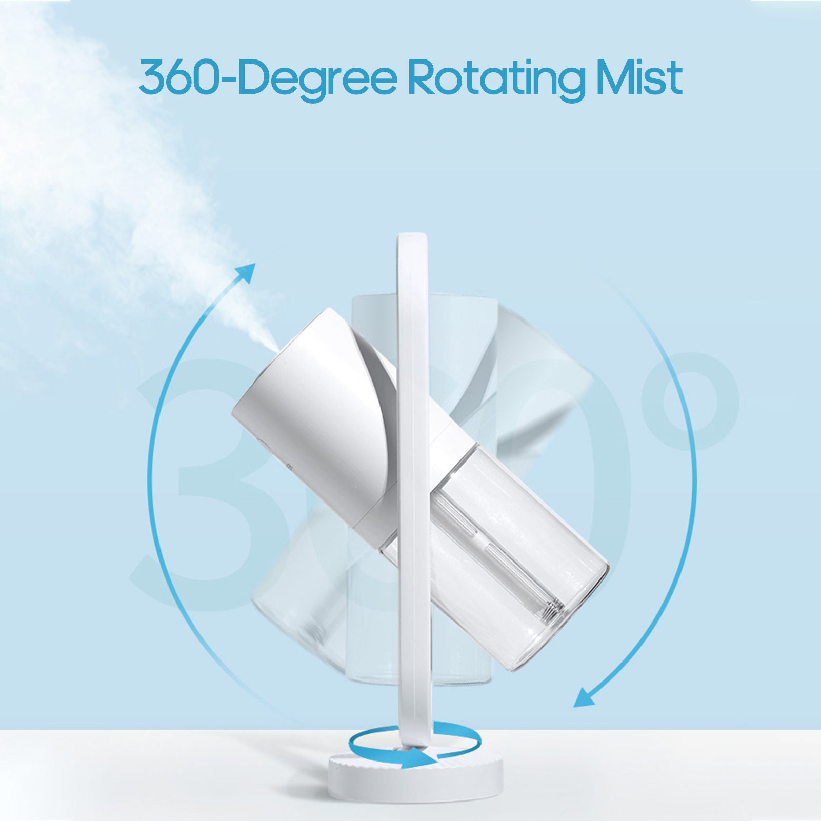 Portable USB Rechargeable Humidifier with 360-Degree Rotation, Shadow Projection, and Atomization for Moisturizing Air in Cars and Small Spaces