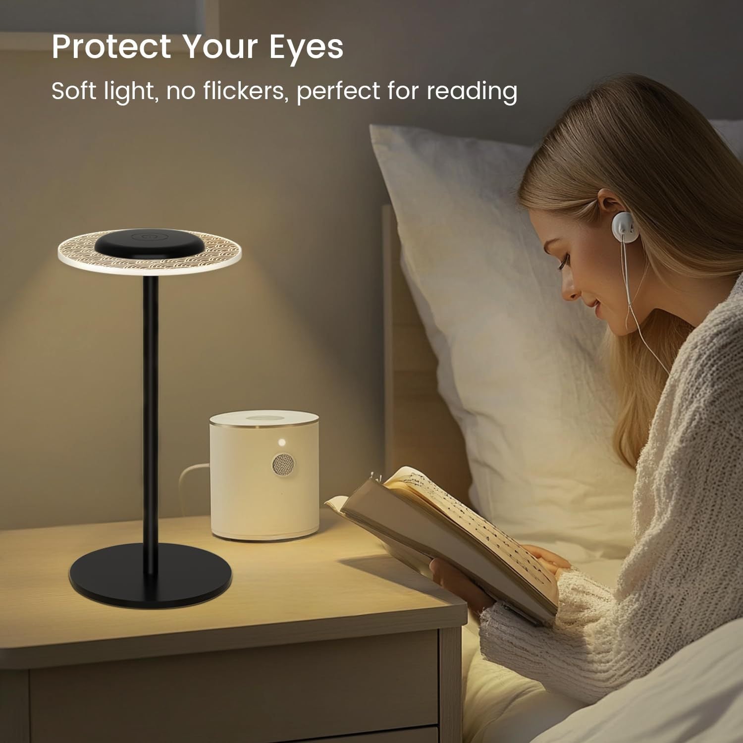 Modern Minimalist Bedroom Bedside Decorative Table Lamp, Light Luxury And High-End Feel, Rechargeable Living Room Side Cabinet Touch-Sensitive Atmosphere Table Lamp