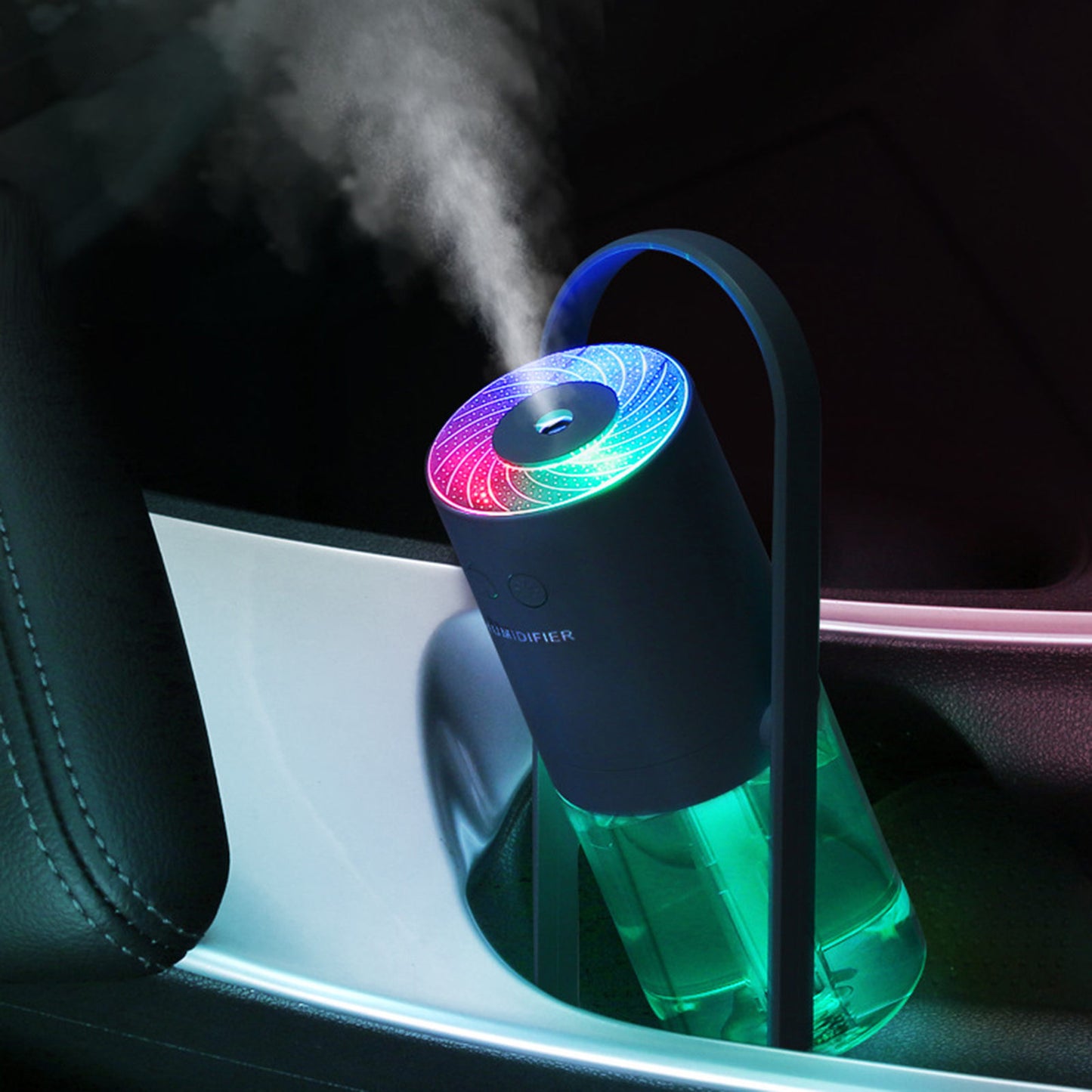 Portable USB Rechargeable Humidifier with 360-Degree Rotation, Shadow Projection, and Atomization for Moisturizing Air in Cars and Small Spaces