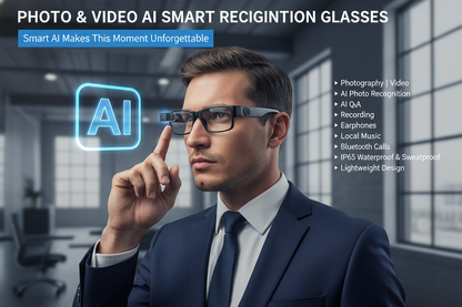 AI Smart Glasses - 720P Camera & Video Recording with Photo Recognition, Bluetooth Calls & Music