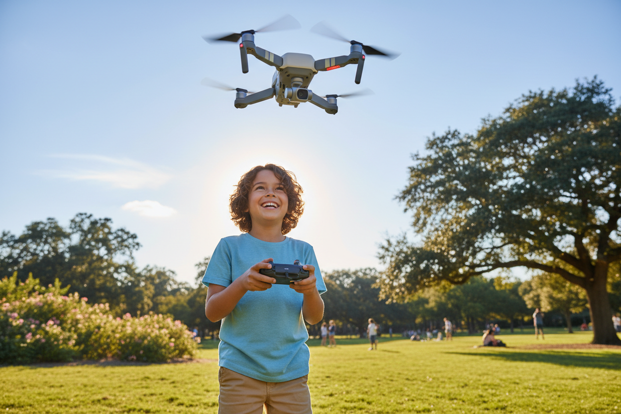 Kid Flying Dual Camera Drone
