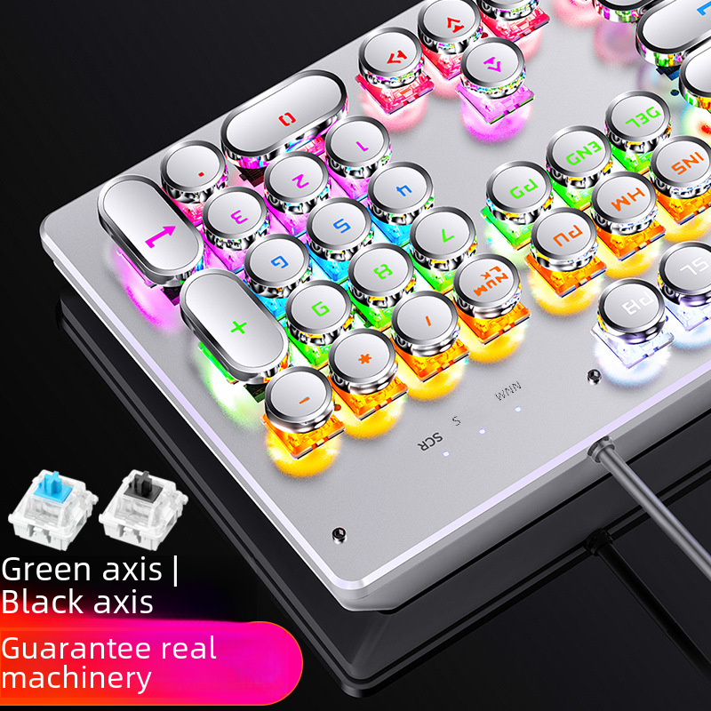 Silver Carving Summoner Real Mechanical Keyboard Changeable Axis Game Green Axis E-sports Punk Wired USB Amazon Wholesale