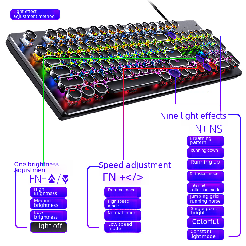 Silver Carving Summoner Real Mechanical Keyboard Changeable Axis Game Green Axis E-sports Punk Wired USB Amazon Wholesale