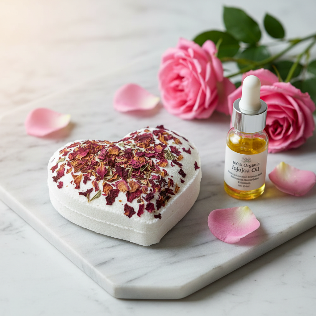 Rose heart bath bomb close-up