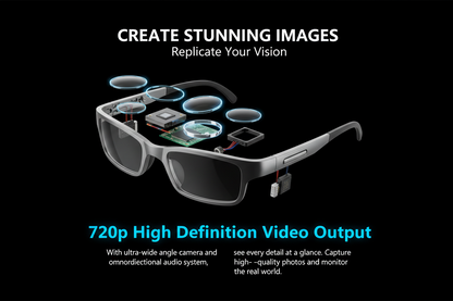 AI Smart Glasses - 720P Camera & Video Recording with Photo Recognition, Bluetooth Calls & Music