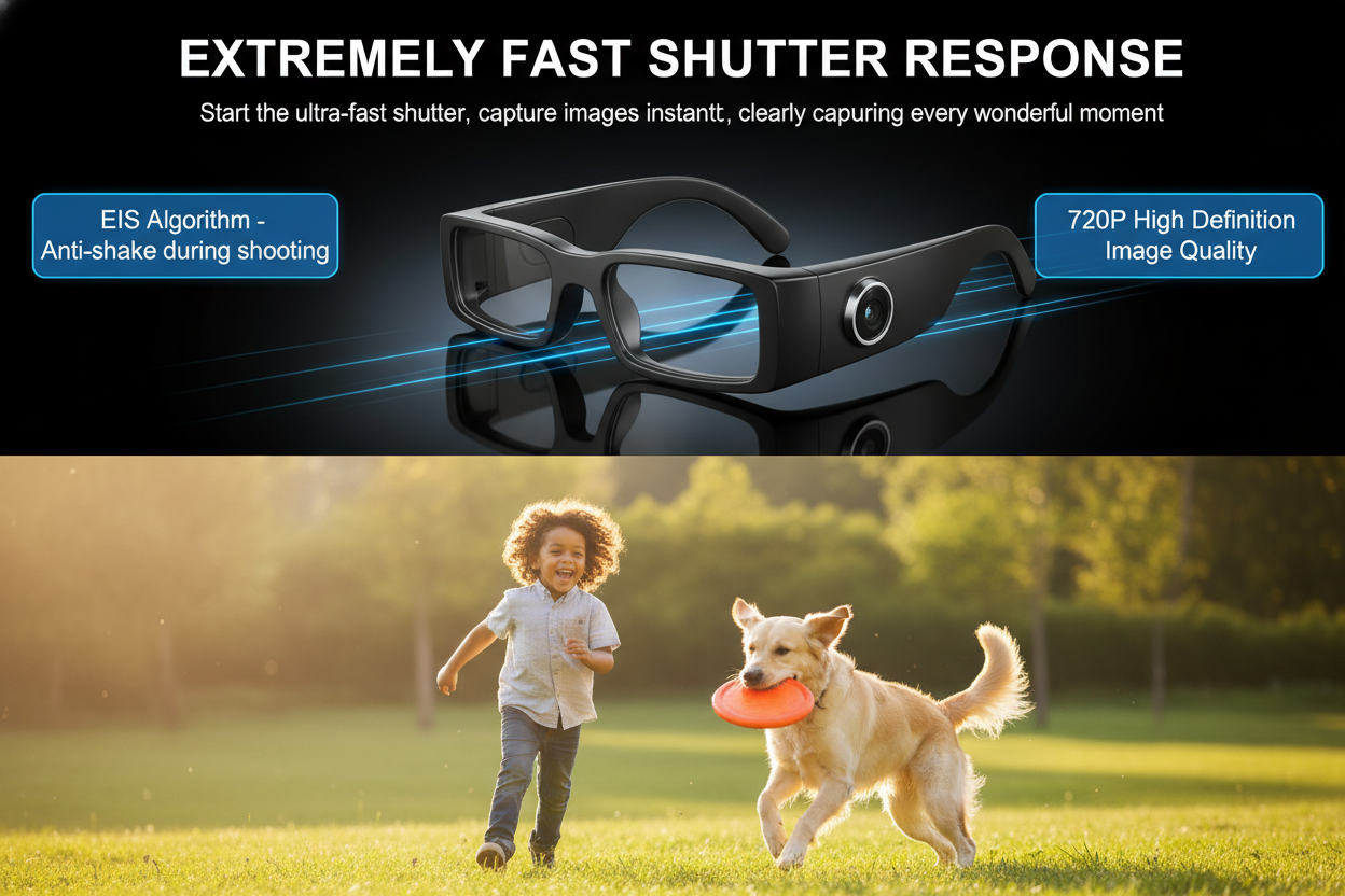 AI Smart Glasses - 720P Camera & Video Recording with Photo Recognition, Bluetooth Calls & Music
